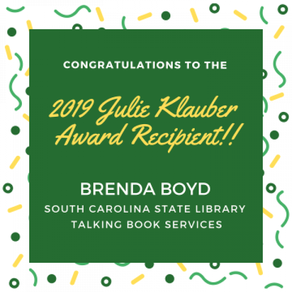 2019 Julie Klauber Award Recipient - Brenda Boyd