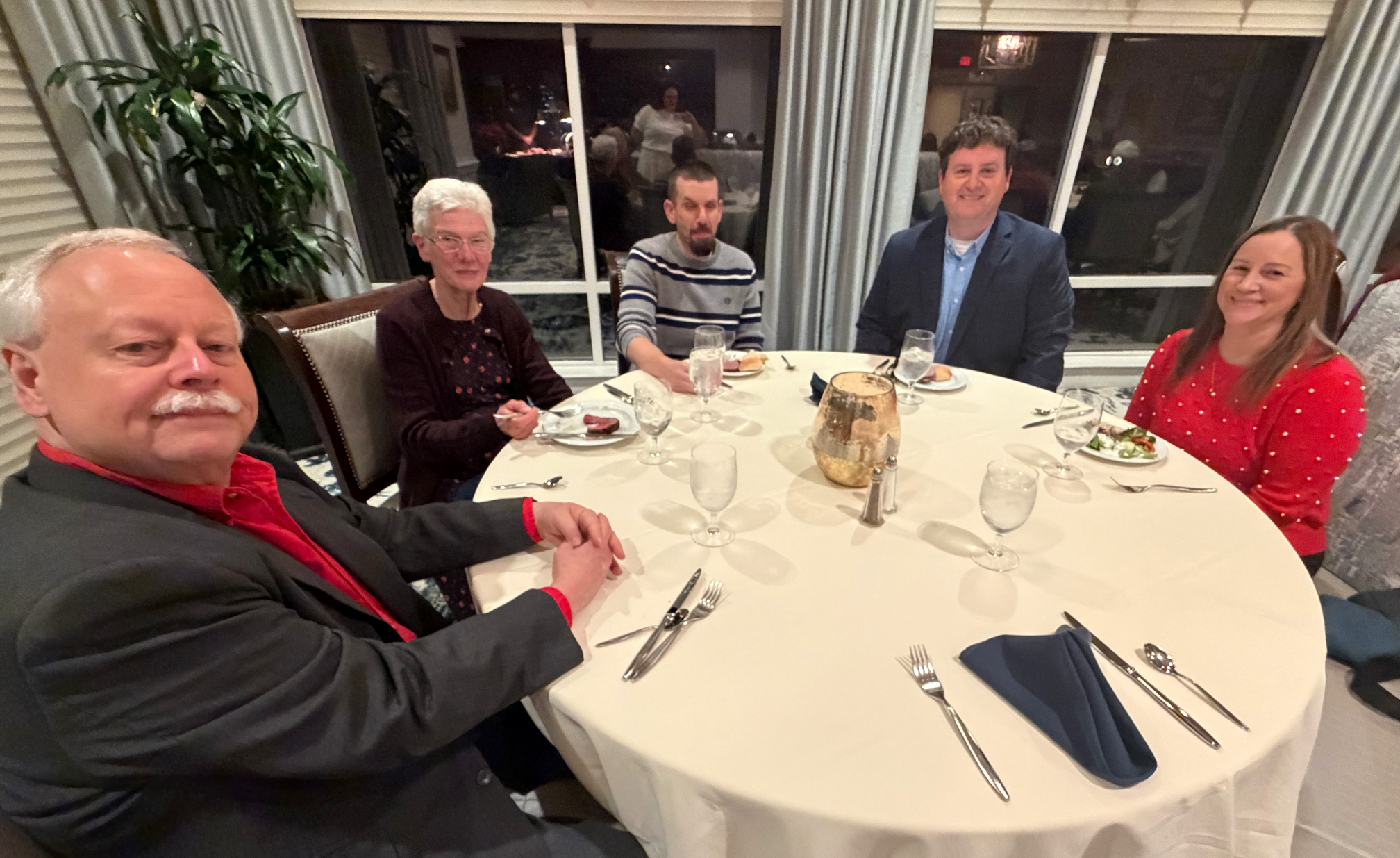 Table three is host to Brian and his wife Aimee, Lee, John Carpenter, and John's wife Colleen