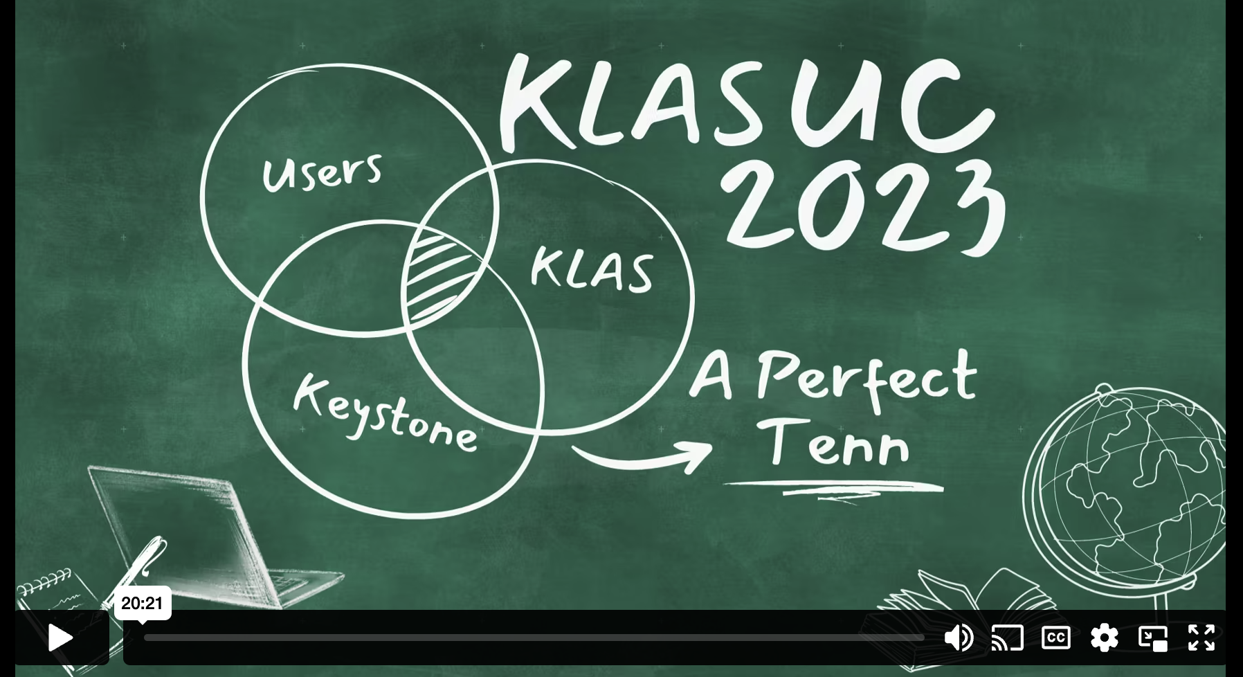 Screenshot of a video player. The initial frame is the KLAS UC2023 promo image.